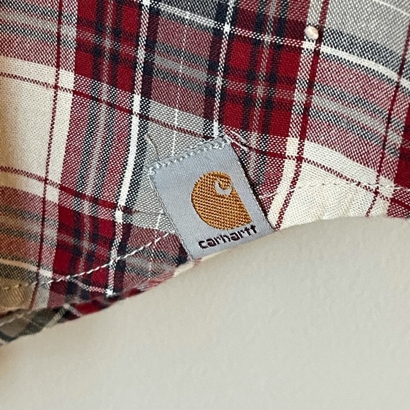 Carhartt relaxed fit size large plaid shirt sleeve button down 100% cotton - Picture 9 of 14